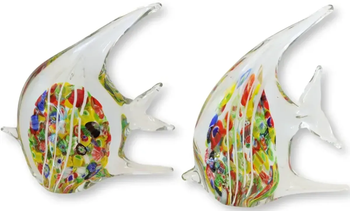 Large Italian Murano Glass Fish - Set of 2