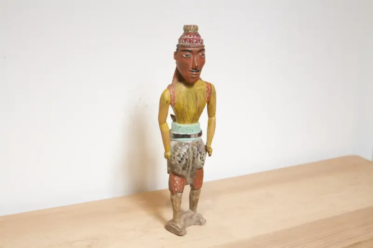 19th Century Rajasthani Carved Warrior - Brown