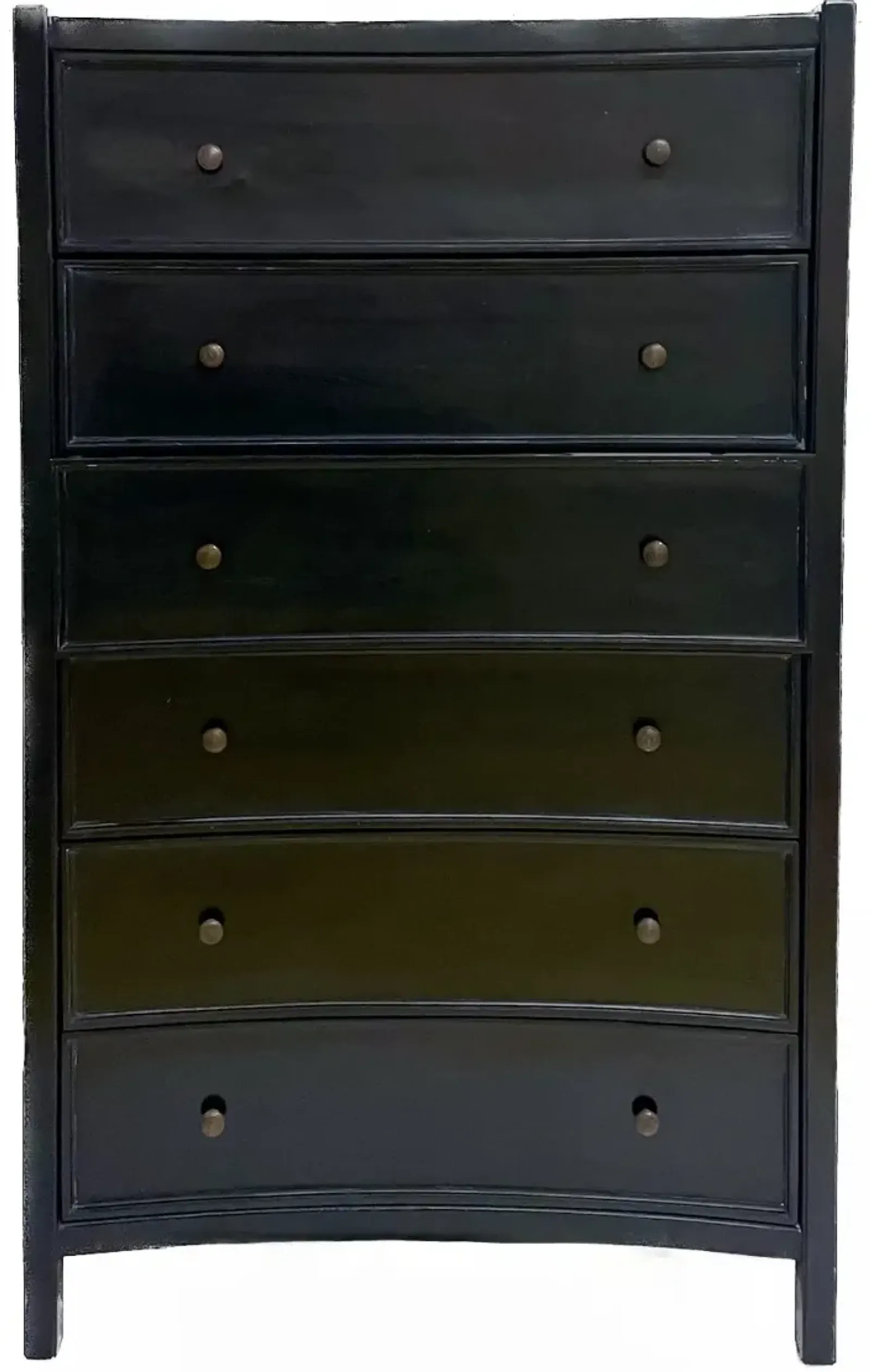 Tall Charcoal Concave Chest Of Drawers - Black