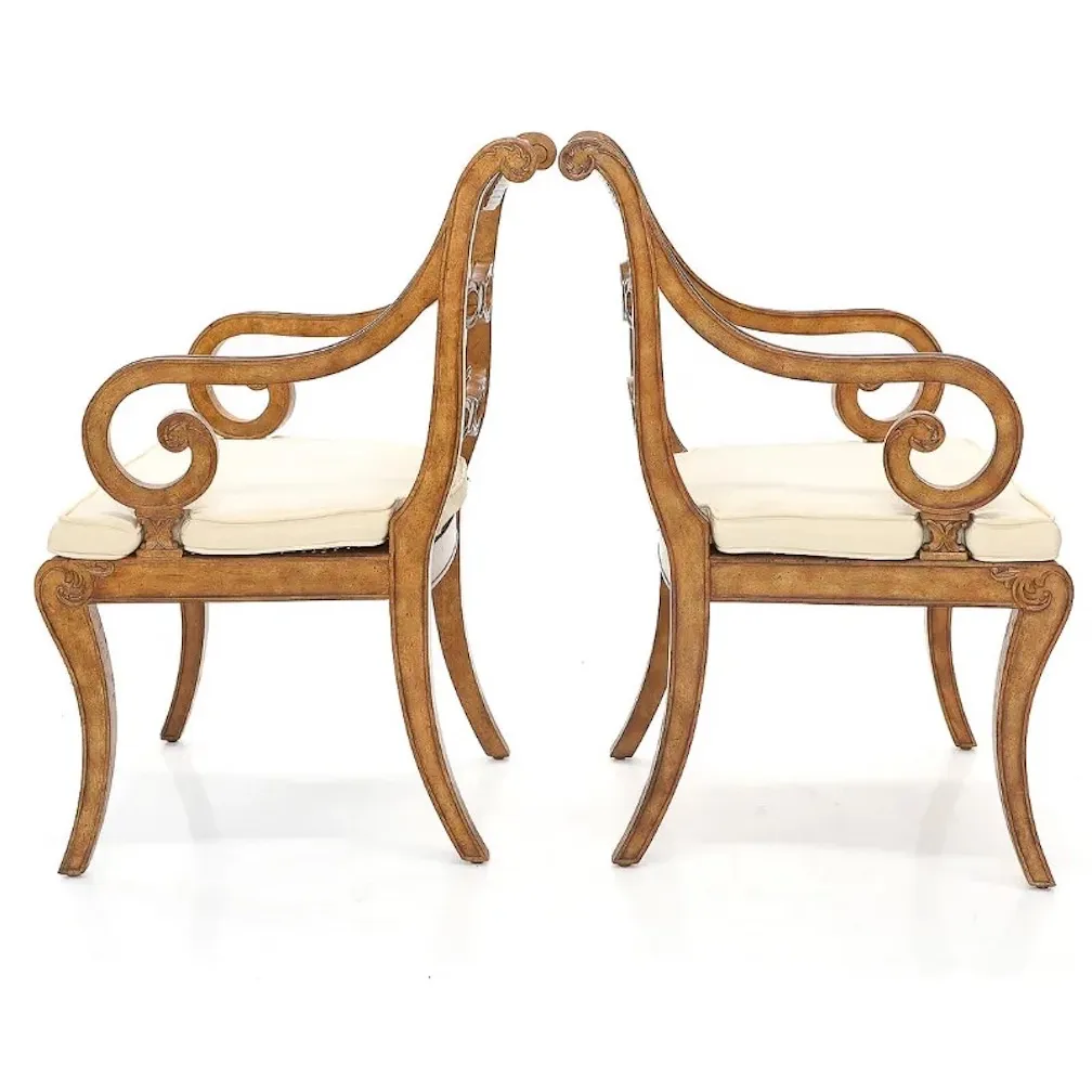 English Regency Style Armchairs - Set of 2 - Brown
