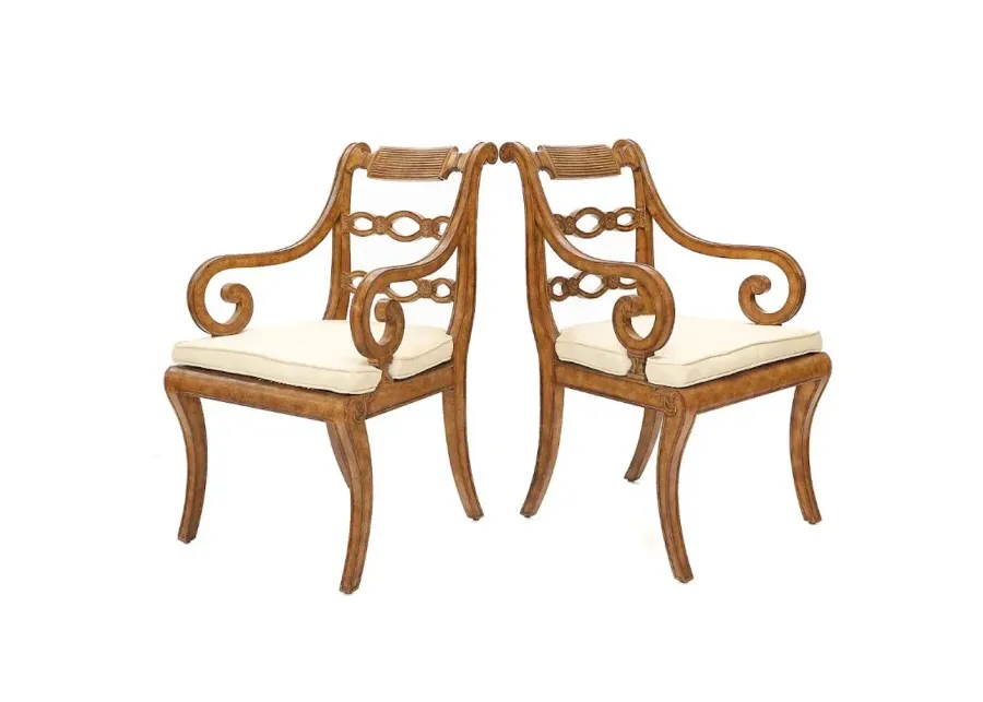 English Regency Style Armchairs - Set of 2 - Brown