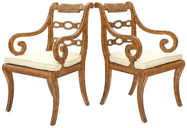 English Regency Style Armchairs - Set of 2 - Brown