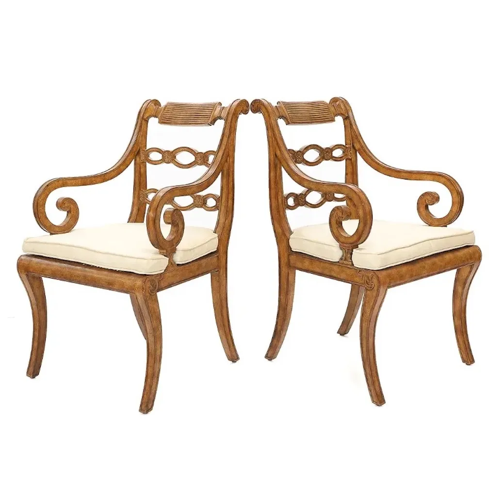English Regency Style Armchairs - Set of 2 - Brown