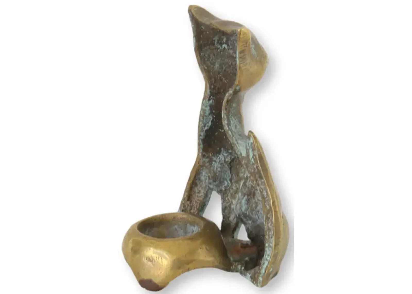 Brass Cat Candleholder - Gold