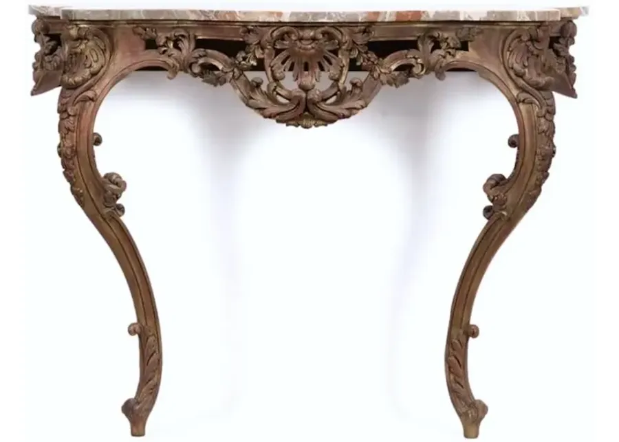 Italian Rococo Marble Wall Console - Brown