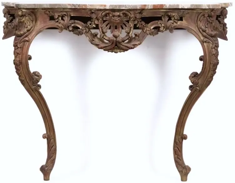 Italian Rococo Marble Wall Console - Brown