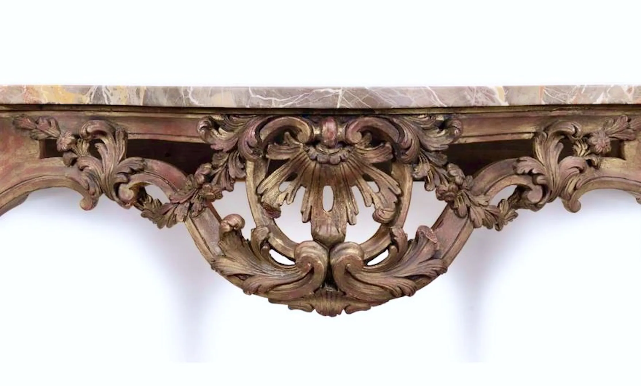 Rococo Italian Marble Wall Console - Brown