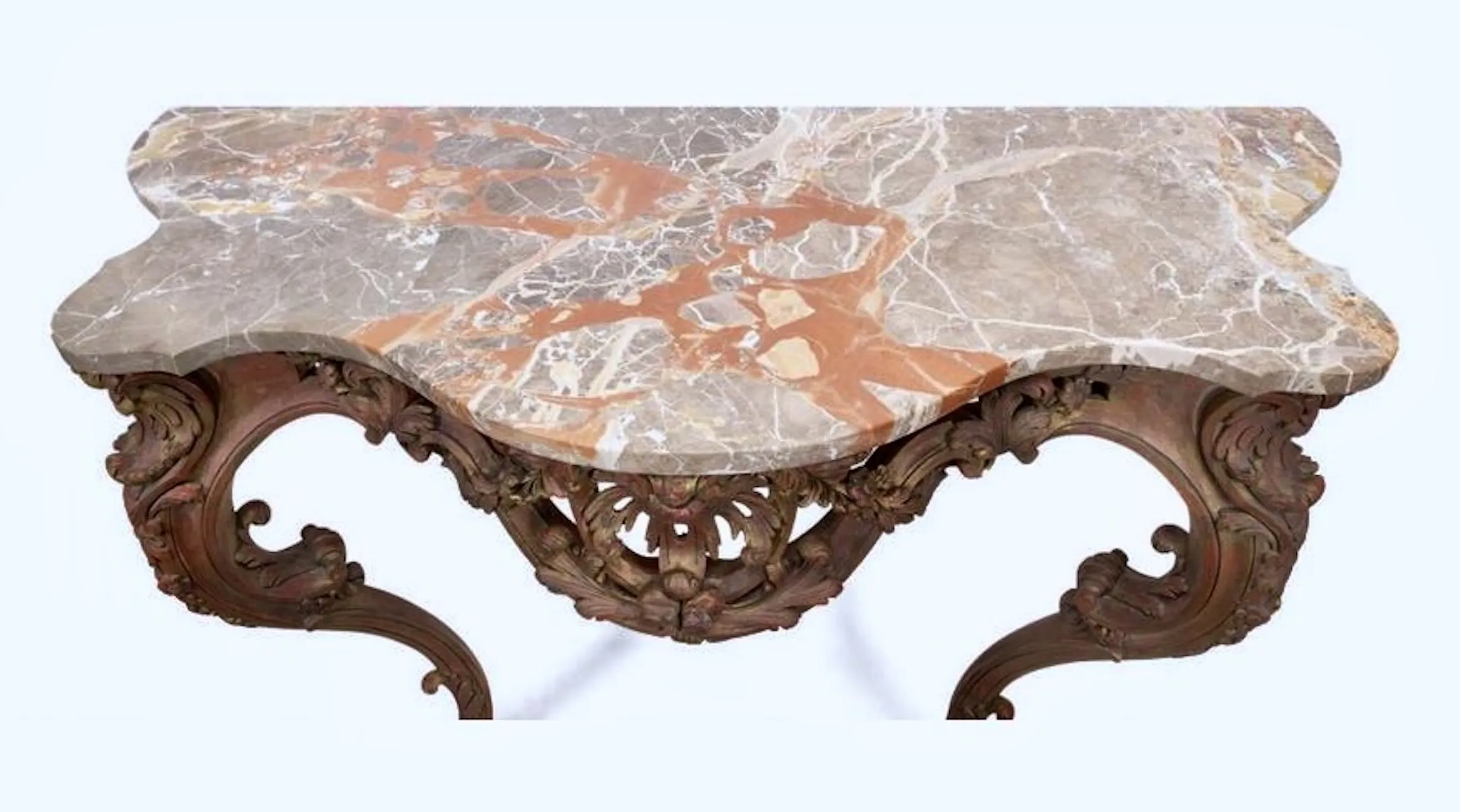 Rococo Italian Marble Wall Console - Brown