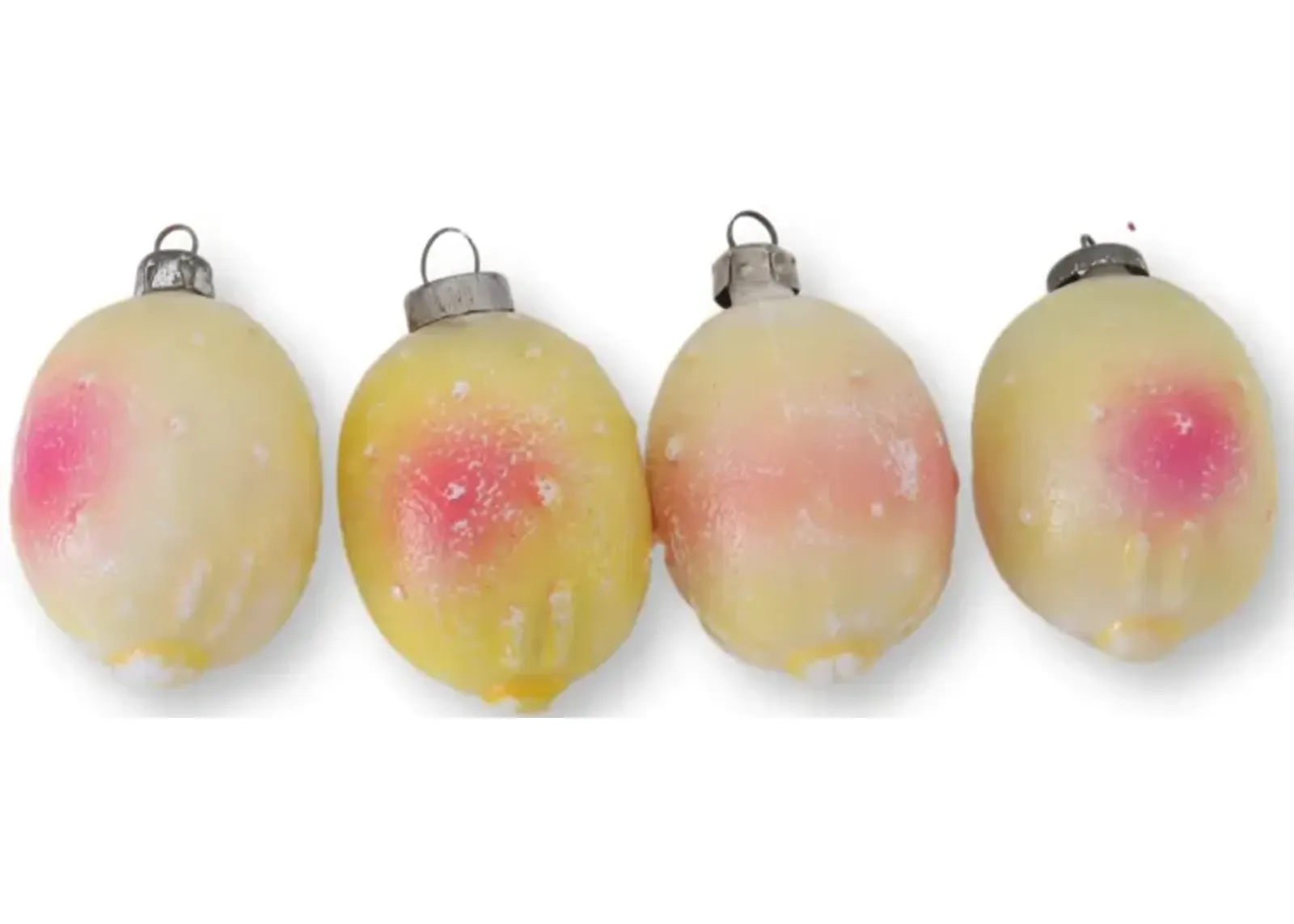 Milk Glass "Fruit" Ornaments - Set of 4 - Yellow