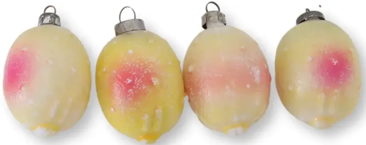 Milk Glass "Fruit" Ornaments - Set of 4 - Yellow