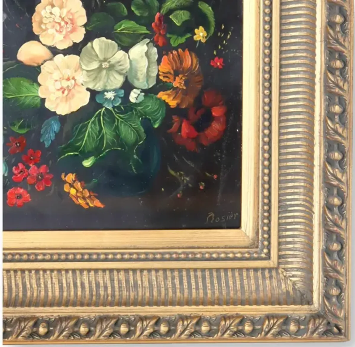 Antique French Still Life Painting - Black