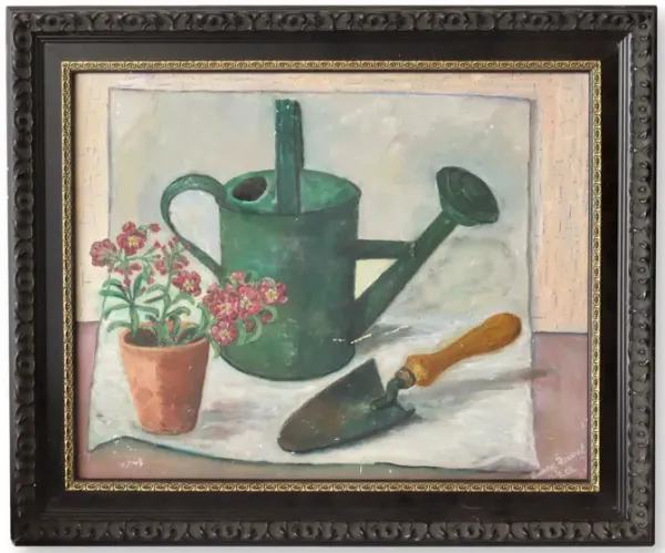 Midcentury French Garden Still Life - Rose Victoria - Black