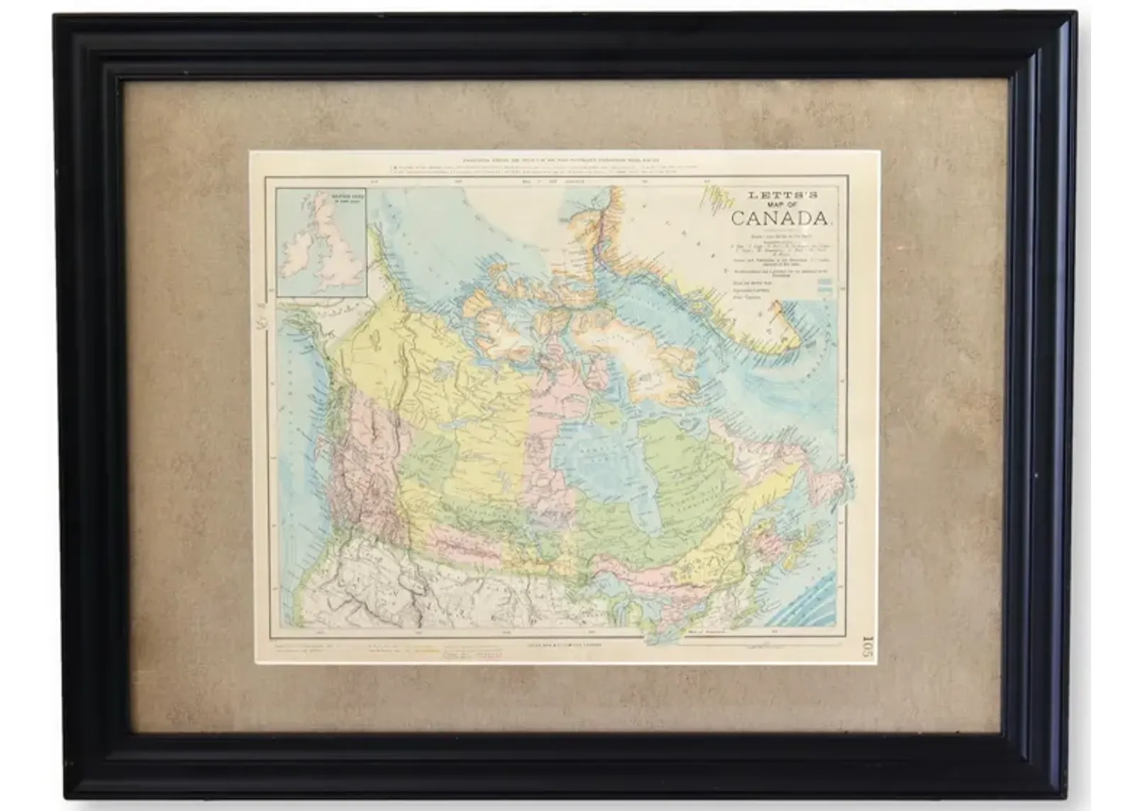 Antique Framed Map of Canada