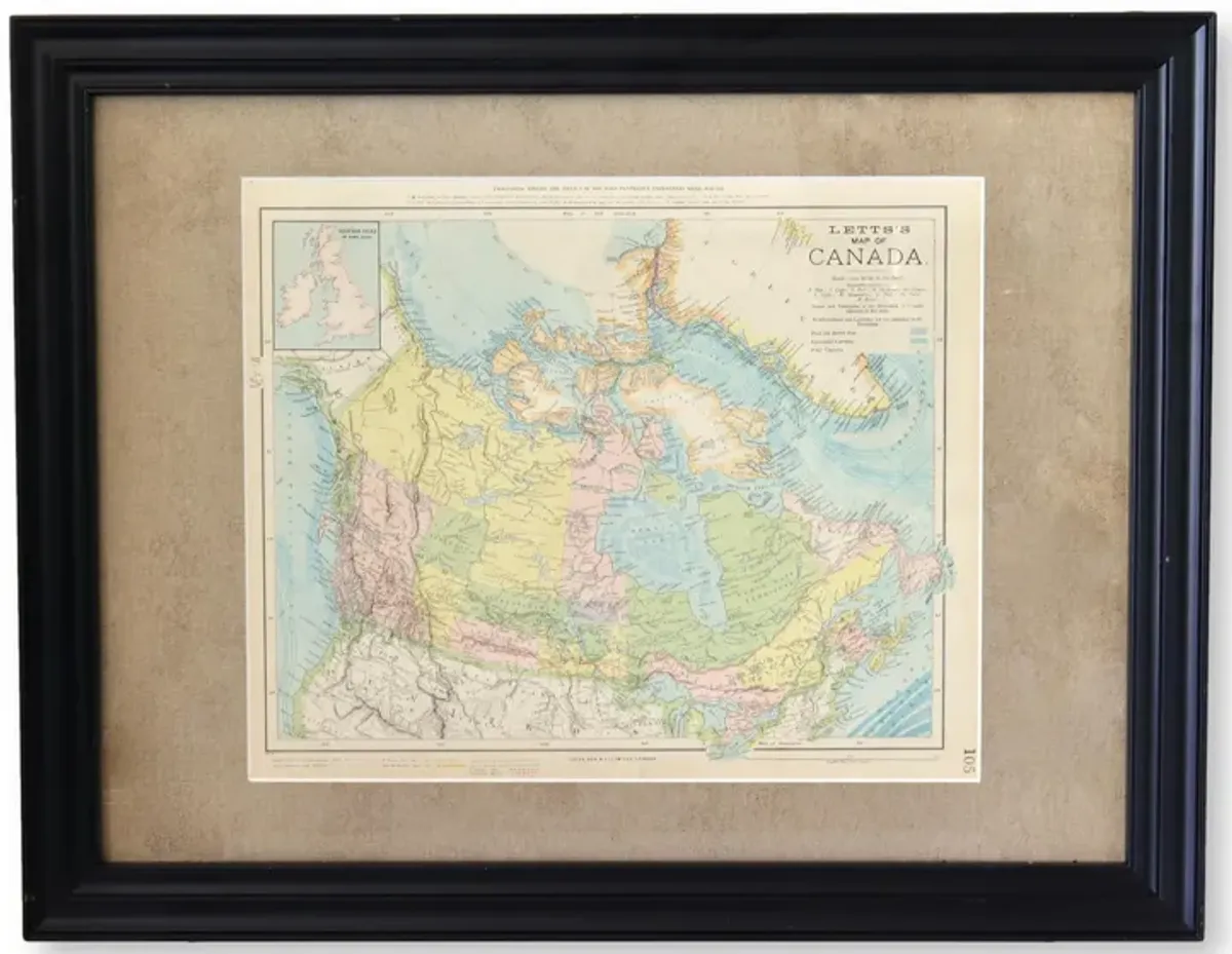 Antique Framed Map of Canada