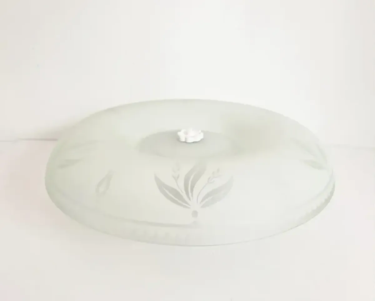 1950s Frosted Foliate Flush Light