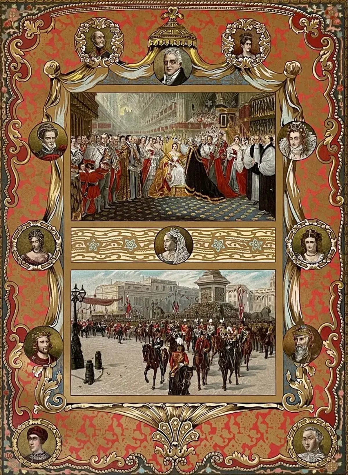 1897 Queen Victoria Chromolithograph - Gold