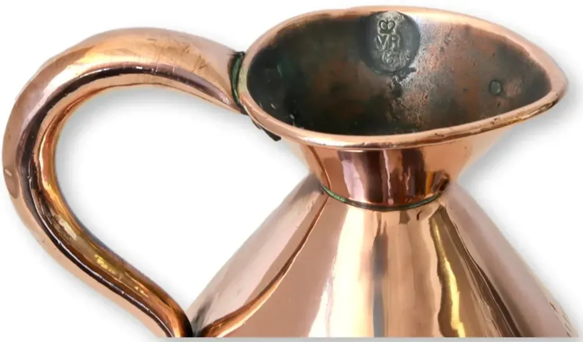 Antique English Copper 1/2 Gallon Jug - Rose Victoria - Gold