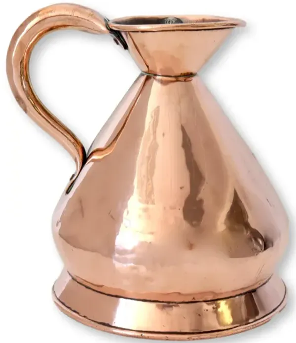 Antique English Copper 1/2 Gallon Jug - Rose Victoria - gold