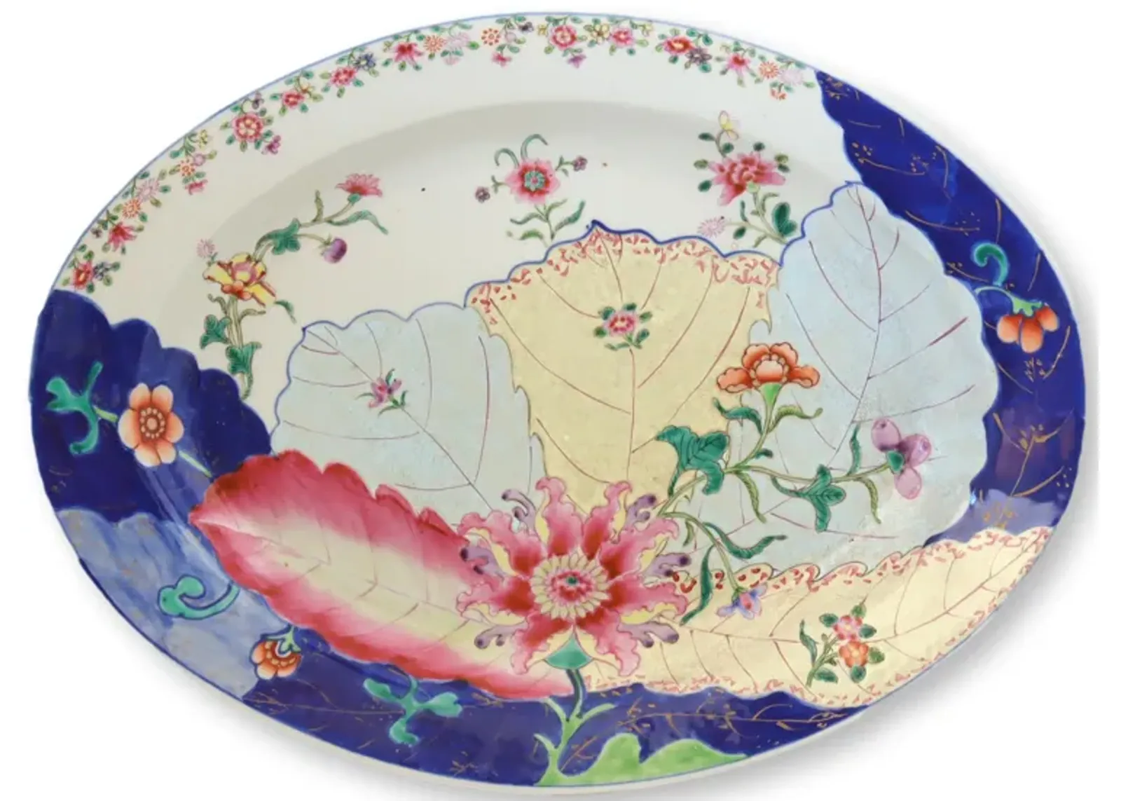 C-18 Chinese Export Tobacco Leaf Platter - Blue