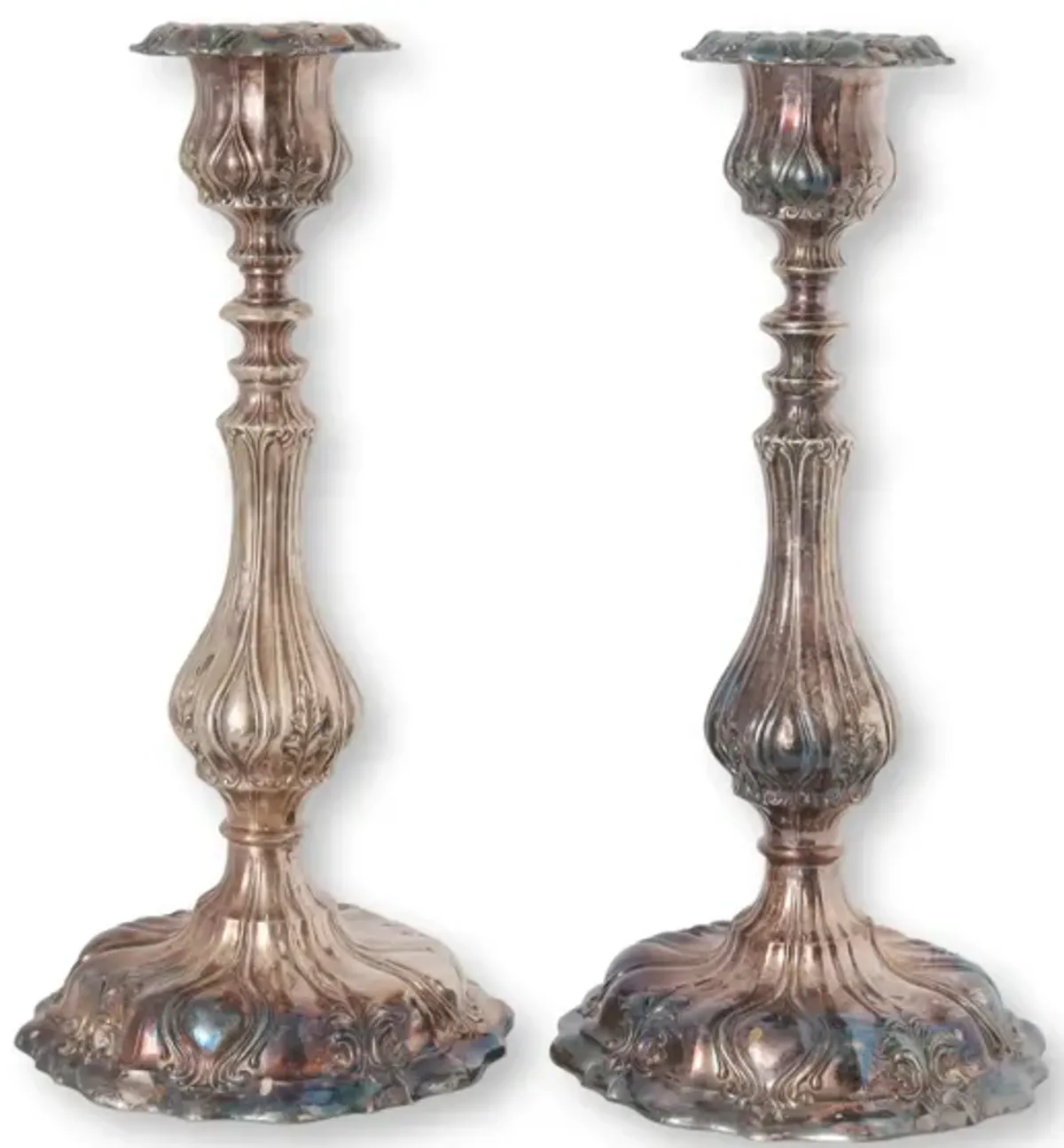 Antique Silver-Plated Candlesticks - Set of 2