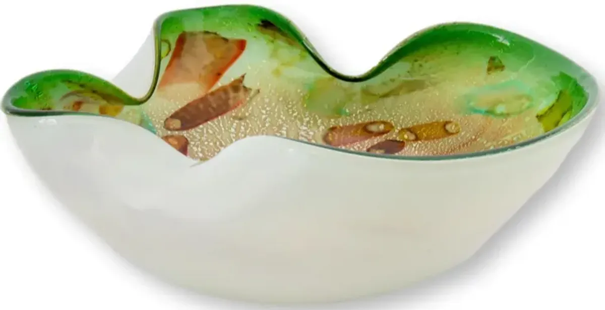 Midcentury Italian Murano Glass Bowl - Rose Victoria - Green