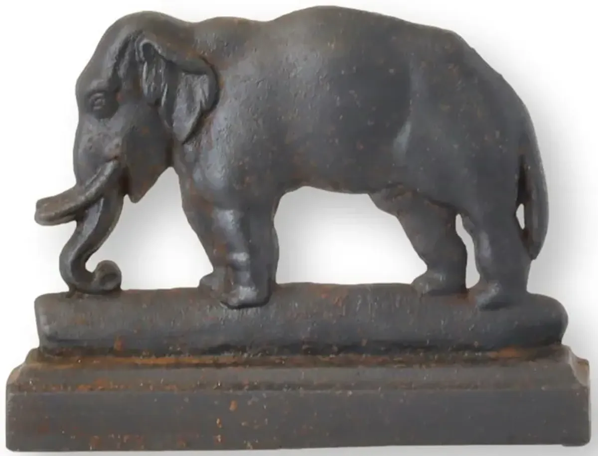 Antique Cast Iron Elephant Doorstop - Black