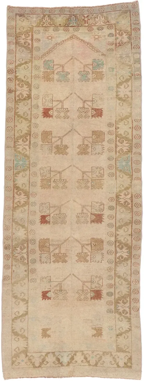 Soft Earth-Tone Oushak Rug, 3'08 x 9'09