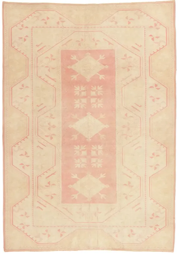Vintage Pink Oushak Rug, 6'08 x 9'04