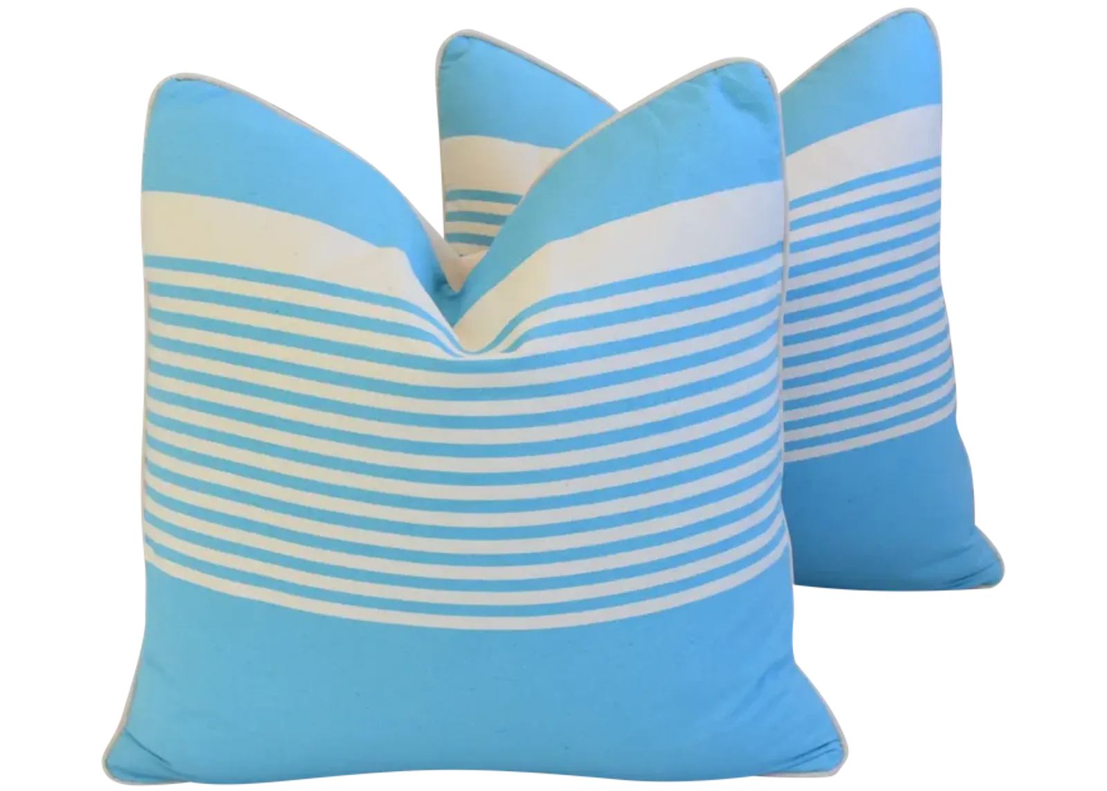 French Blue & White Striped Pillows - Pr