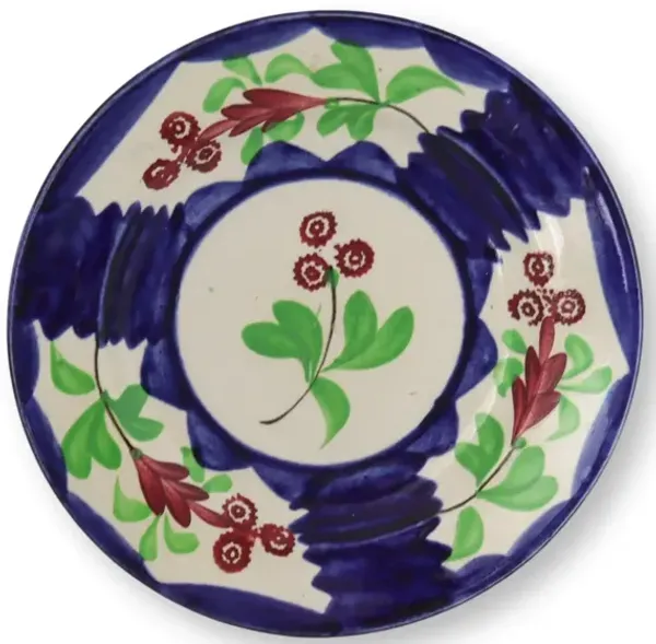 Antique Englsih Spongeware Plate - New England Mercantile - blue