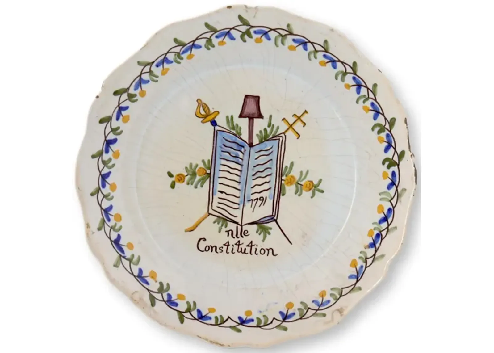 18th-C. Nevers French Faience Plate