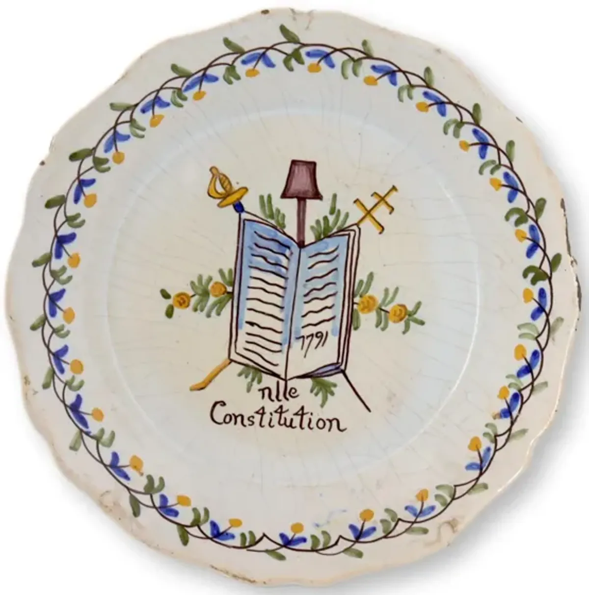 18th-C. Nevers French Faience Plate