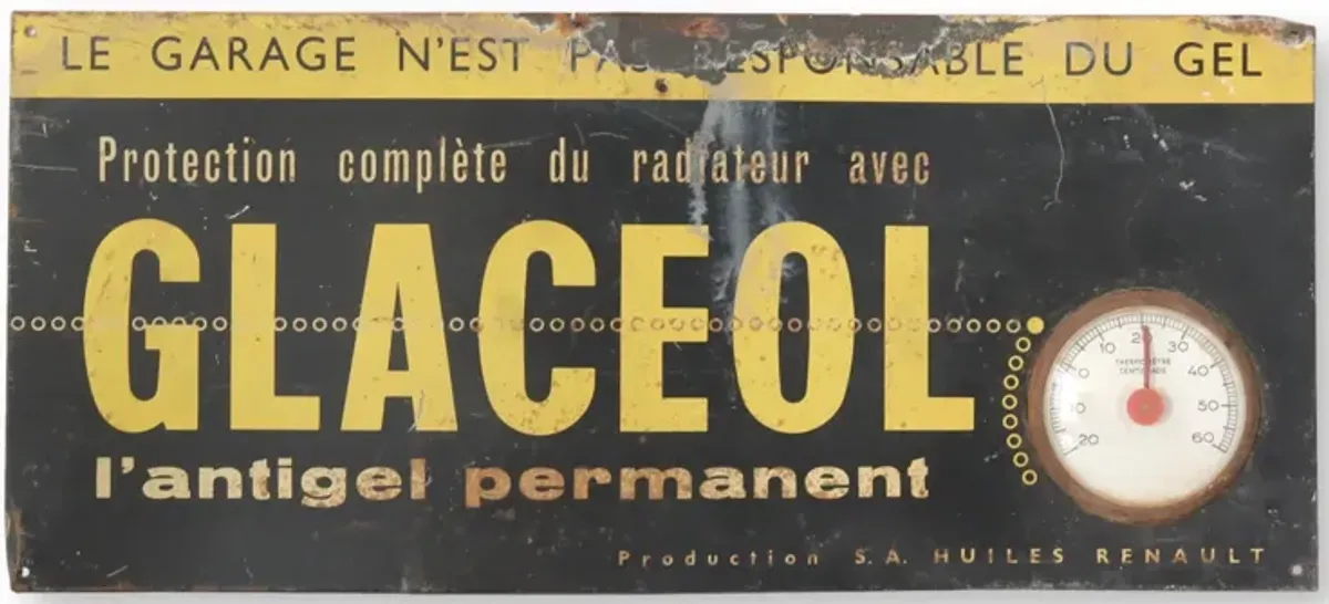 French Advertising Sign & Thermometer