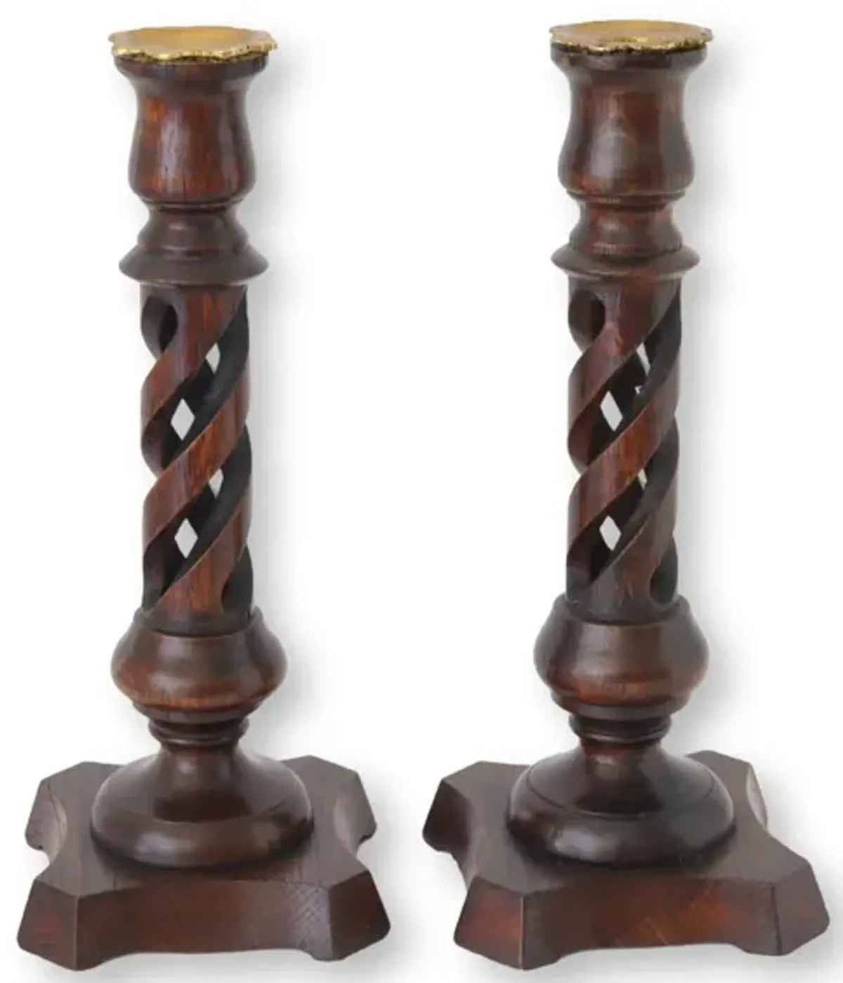 English Open Twist Candlesticks w/Gold