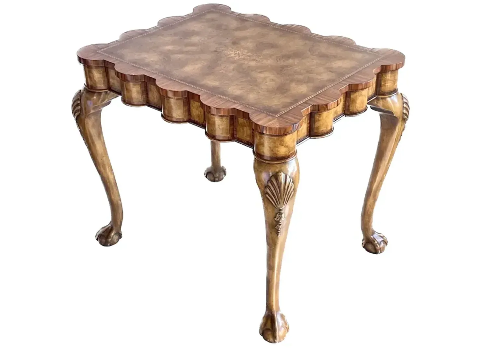 Maitland Smith Scalloped Side Table - Brown