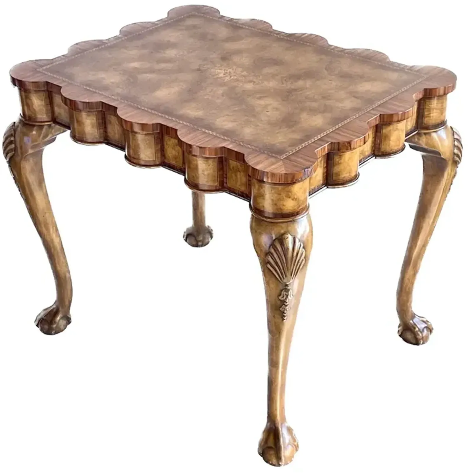 Maitland Smith Scalloped Side Table - Brown