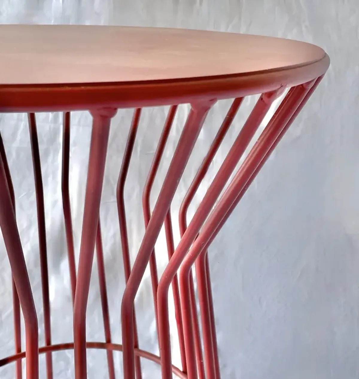 MCM Platner Style Metal Side Table - Red