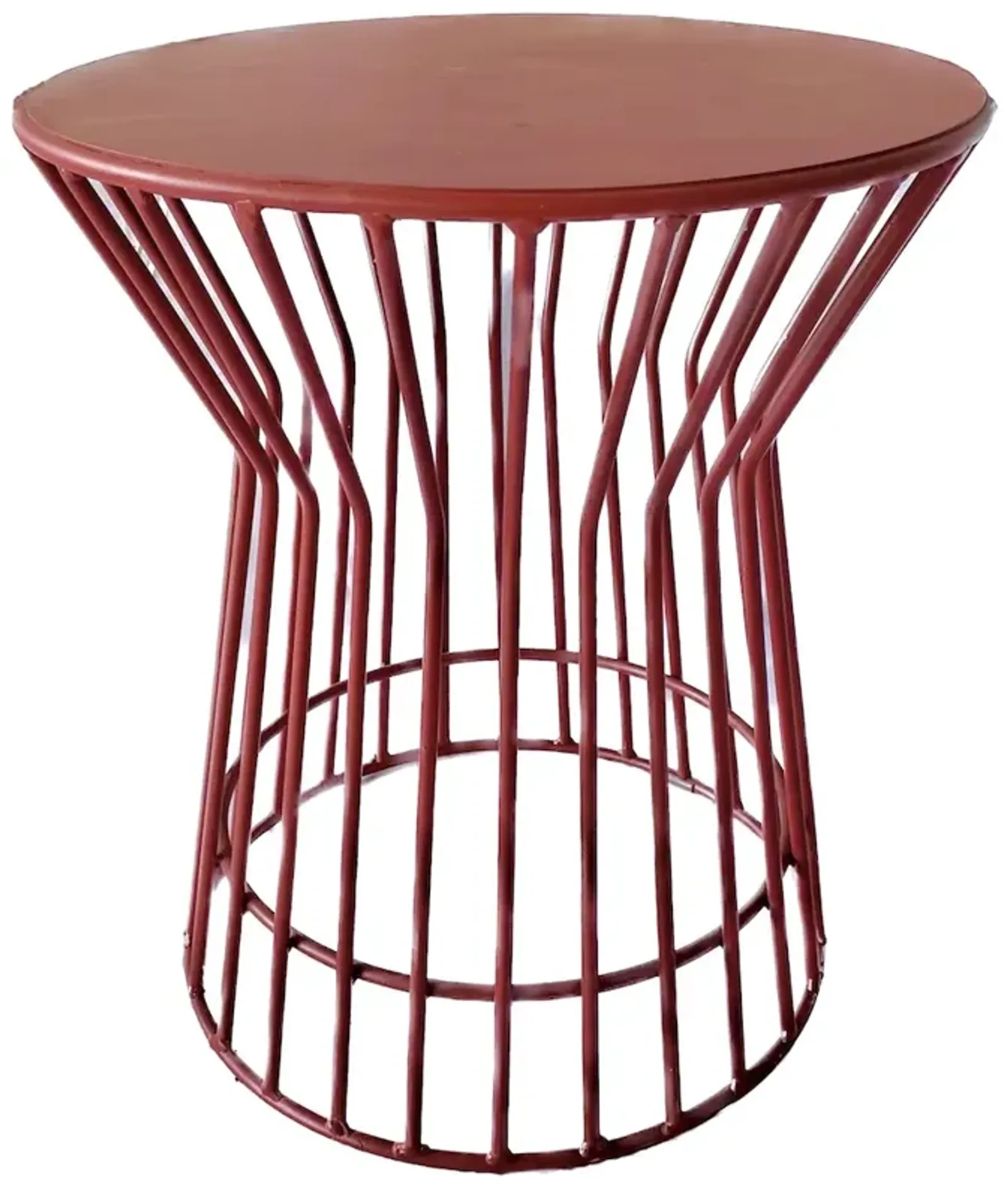 MCM Platner Style Metal Side Table - Red