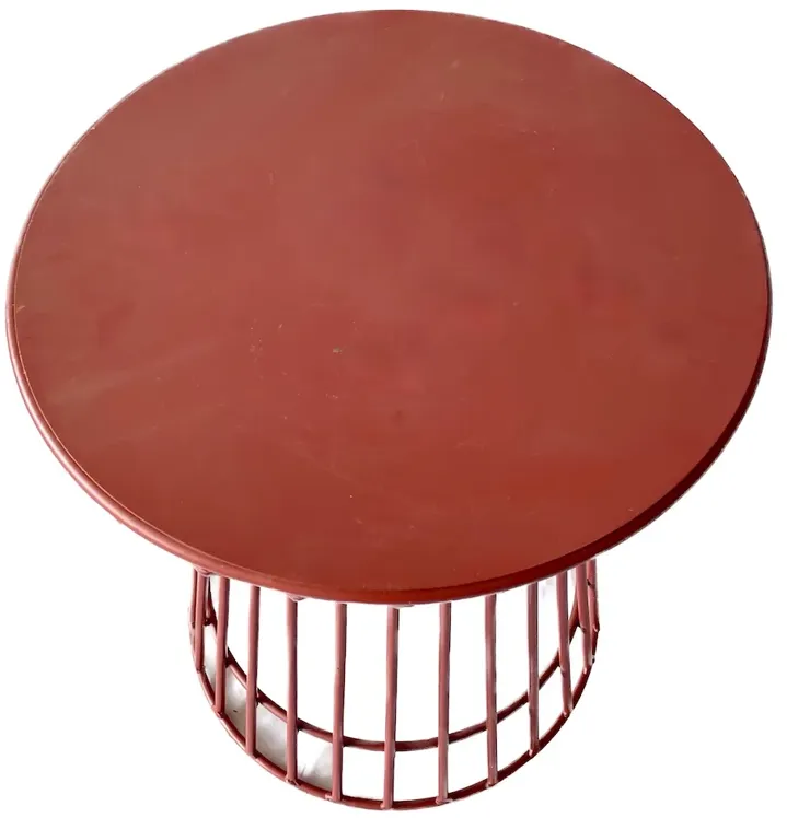 Platner Style MCM Metal Side Table - Red