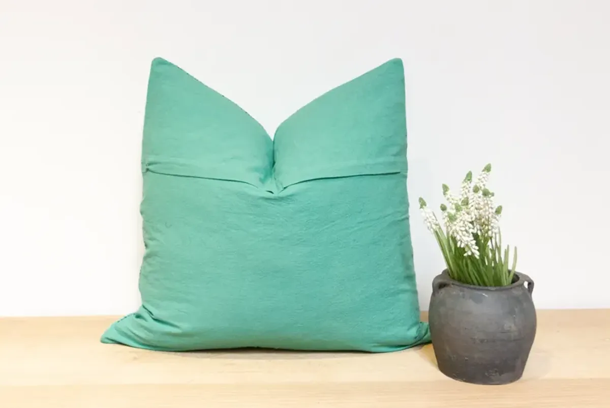 Persian Green Hand-Stitched Pillow Cover