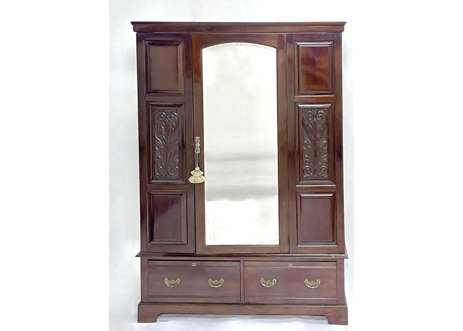 Antique Mirrored Door 3 Piece Armoire - Brown