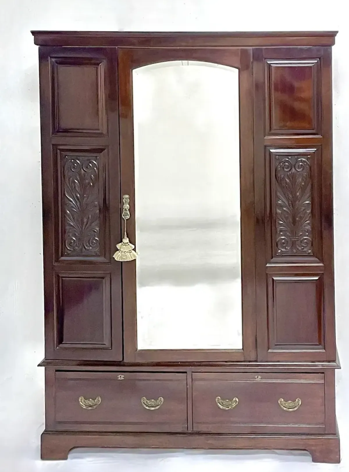 Antique Mirrored Door 3 Piece Armoire - Brown