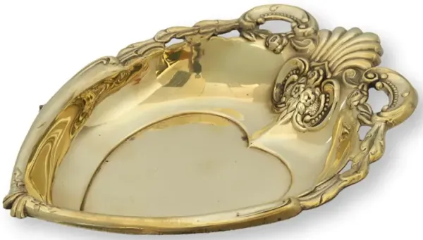 Vintage Viners of Sheffield Heart Dish - Rose Victoria - gold