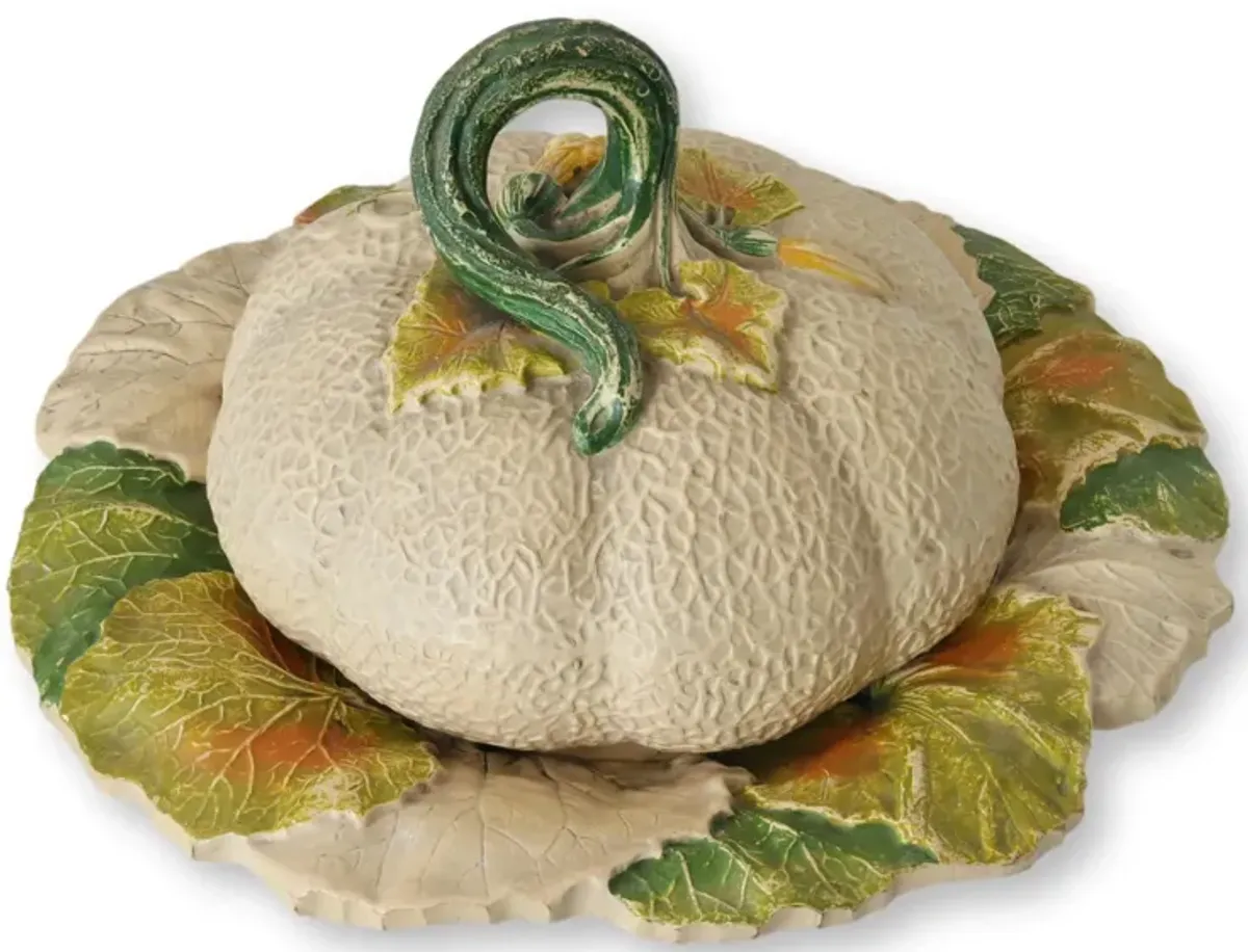 Antique English Pumpkin Serving Dish - Green