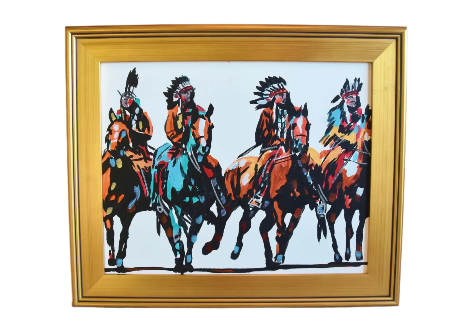 American Western Indians Horses Painting - Brown