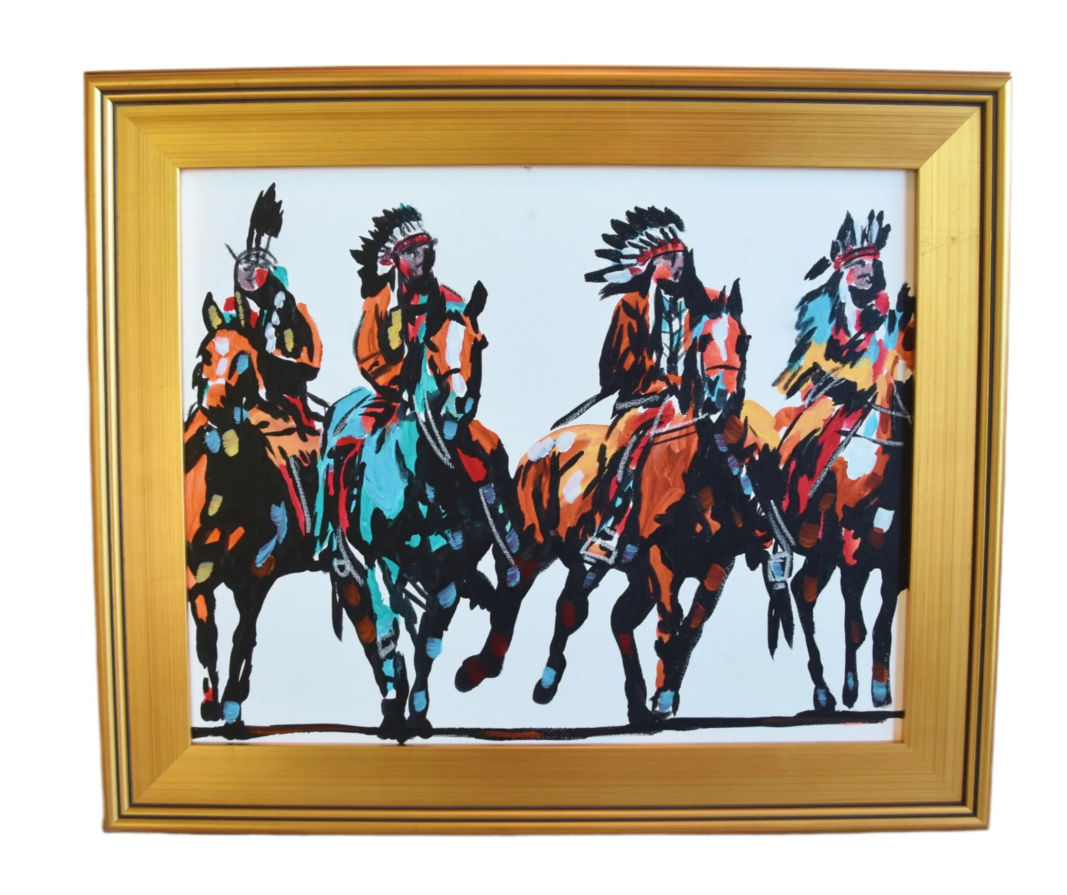 American Western Indians Horses Painting - Brown