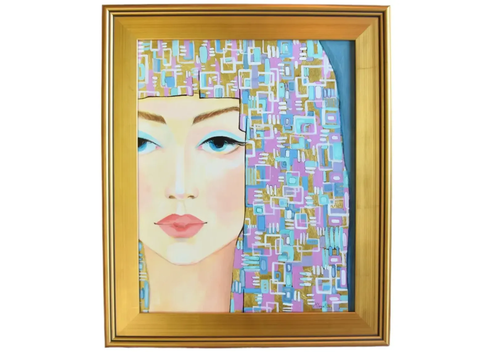 Stunning Woman Portrait Oil Painting - Blue