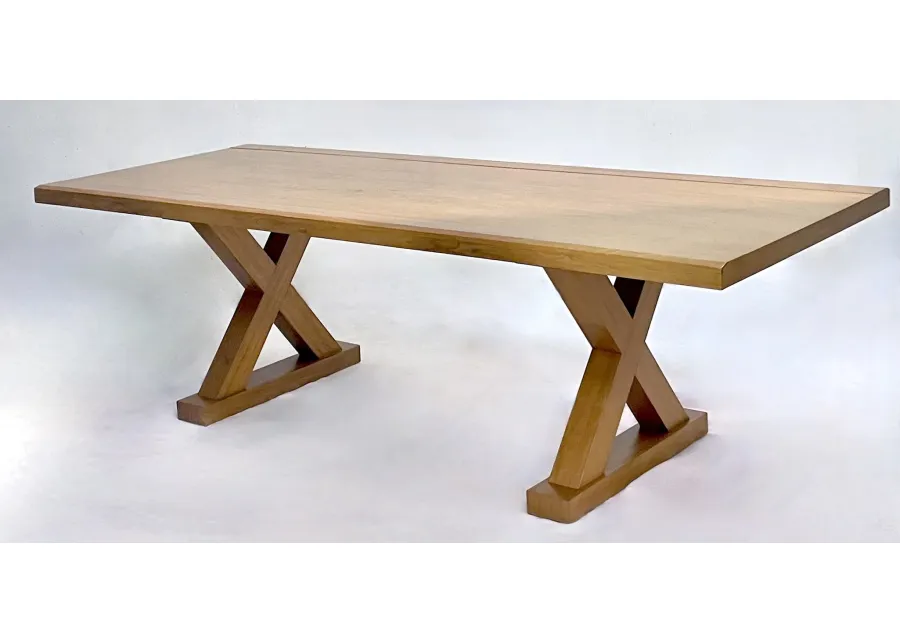 Large X-Brace Leg Walnut Dining Table