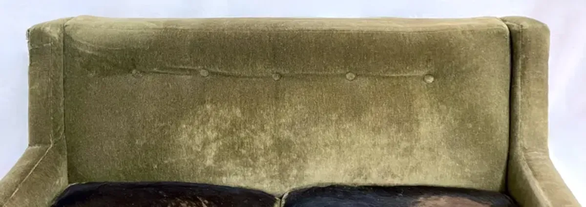 Mohair Velvet & Cowhide Loveseat