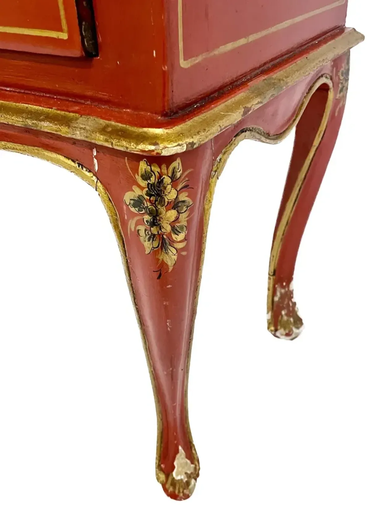 Red Chinoiserie Bombe Commode